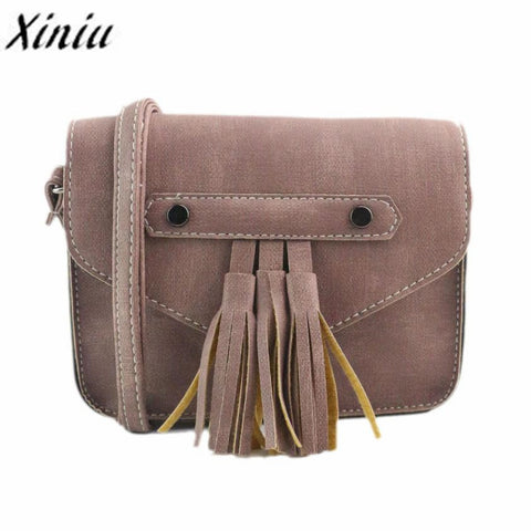 Xiniu Women Messenger Bags Female Vintage Tassel Saddle Solid Handbag Womens Shoulder Bag bolsas femininas