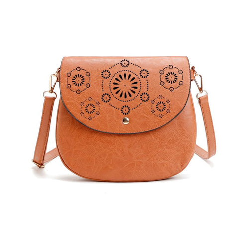 AUHWONE Famous Brand Women Bags Fashion Women Lady Vintage Leather Satchel Hollow Out Handbag Ladies Shoulder Bag