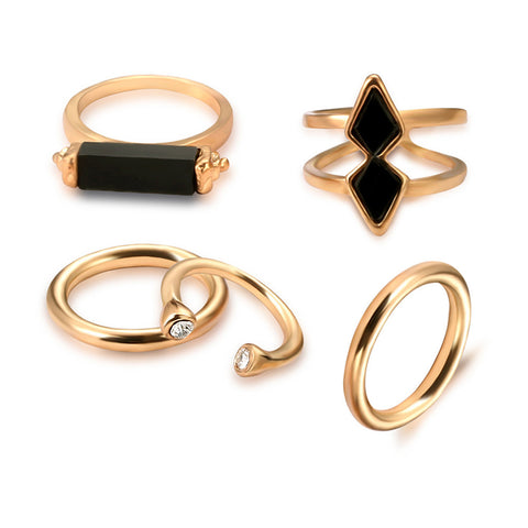 Vintage 5 PCS Ring Set Punk Silver Color Stone Rings For Women/Men Bead Finger Gold Color Ring 2017 Bohemian Midi Ring Set #py30