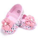 Pink Sweet Newborn Baby Infant Toddler First Walkers Big Flower Shoes Princess Ballet Dress Soft Soled Anti-slip Footwear Shoes