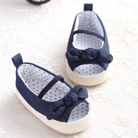Toddler Baby Girl Summer Shoes First Walkers Denim Baby Sneakers Newborn Shoes Bowknot Toddler Infant Kids Soft Sole Crib Shoes