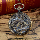 Vintage Bronze Tone Spider Web Design Chain Pendant Men's Pocket Watch Gift
