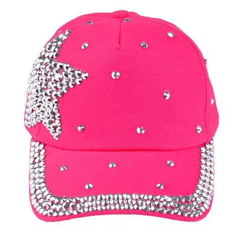 New Fashion Baseball Cap Rhinestone Star Shaped Boy Girls Snapback Hat