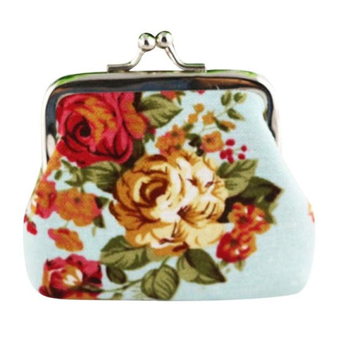 Women Lady Retro Vintage Flower Small Wallet Hasp Purse Clutch Bag