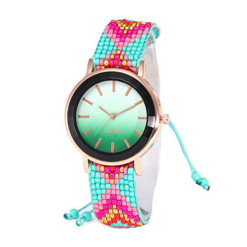 LUIISA  8 Colors Women's fashion Vintage Wristwatch Weave Wrap   Brace