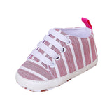 Newborn Infant Baby Stripe Girls Boys Soft Prewalker Casual Flats Shoes