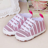 Newborn Infant Baby Stripe Girls Boys Soft Prewalker Casual Flats Shoes