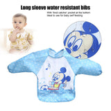 With Food Catcher Bag at the bottom Polyester Cute Cartoon Children Baby Waterproof Long Sleeve Self Feeding Bib Apron