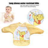 With Food Catcher Bag at the bottom Polyester Cute Cartoon Children Baby Waterproof Long Sleeve Self Feeding Bib Apron