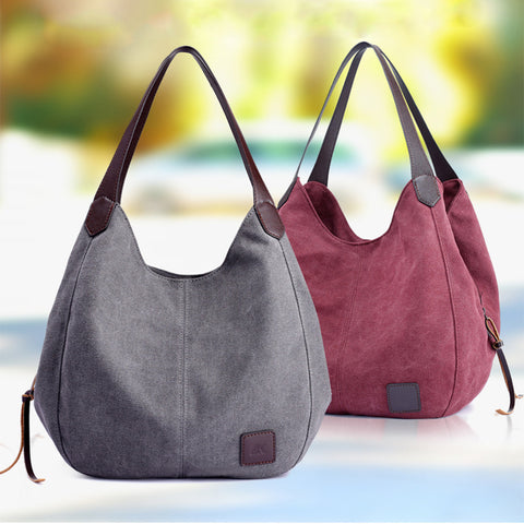 Women's Canvas Handbags Vintage High Quality Female Hobos Single Shoulder Bags