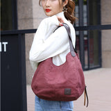 Women's Canvas Handbags Vintage High Quality Female Hobos Single Shoulder Bags