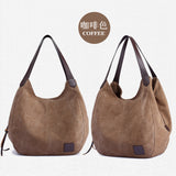 Women's Canvas Handbags Vintage High Quality Female Hobos Single Shoulder Bags