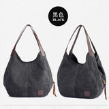 Women's Canvas Handbags Vintage High Quality Female Hobos Single Shoulder Bags