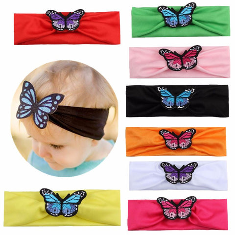 Cartoon 8Colors Children Outdoor Head Wrap Knitting Photo Props Knot Turban Butterfly Headband