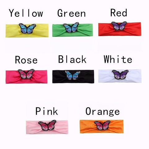 Cartoon 8Colors Children Outdoor Head Wrap Knitting Photo Props Knot Turban Butterfly Headband